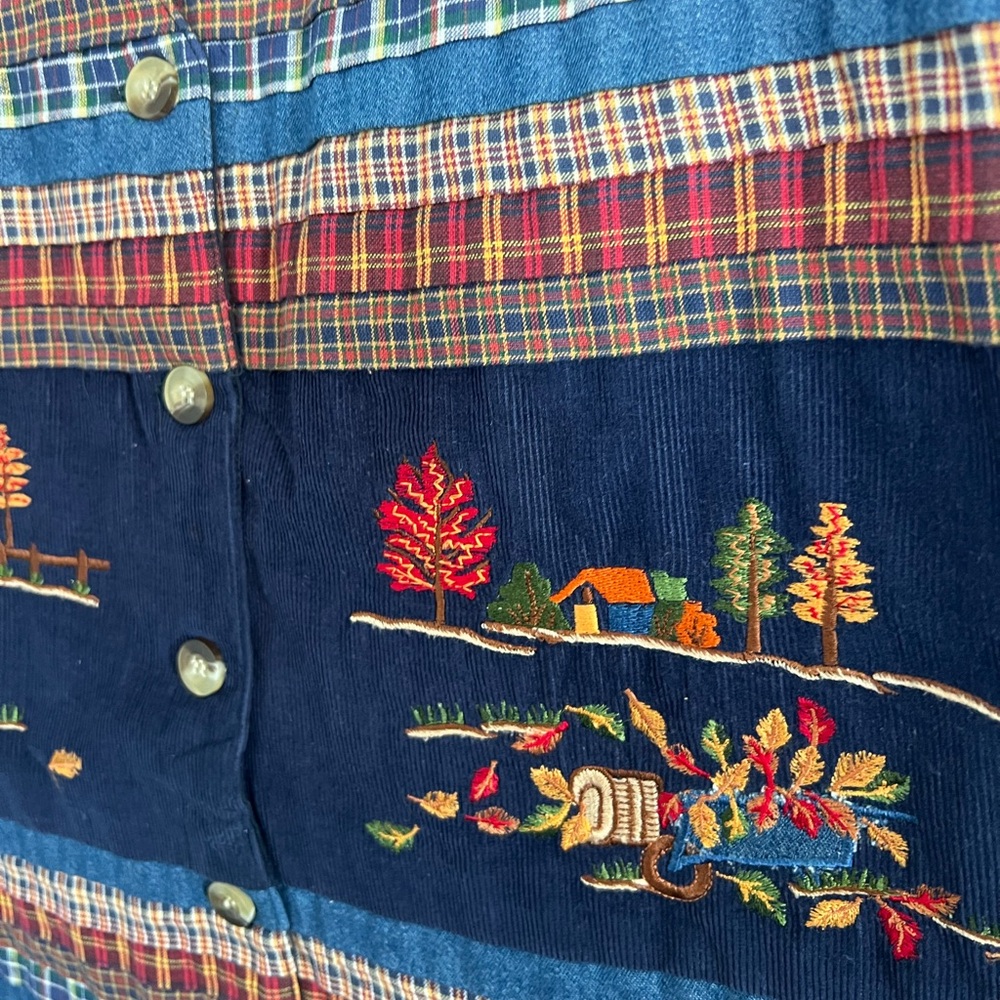 Vintage Casey & Max Vest Embroidered Corduroy Grannycore Autumn Leaves size M - Picture 7 of 9